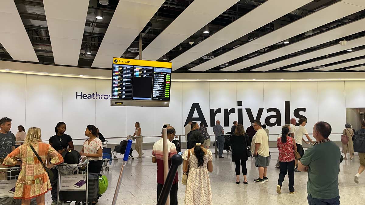 a group of people in an airport