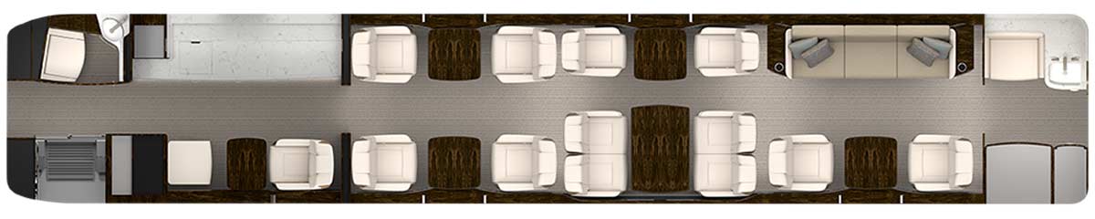 a top view of a room with white chairs