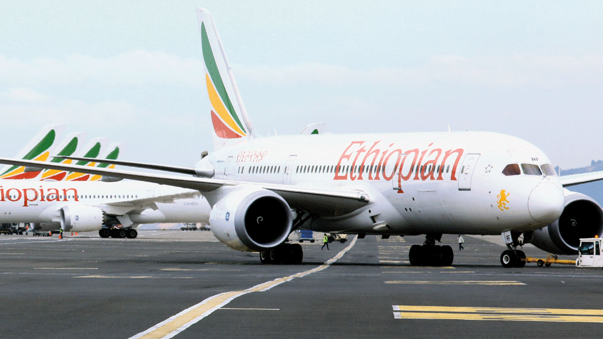 Ethiopian Airlines airplane on a runway in 2PAXfly story