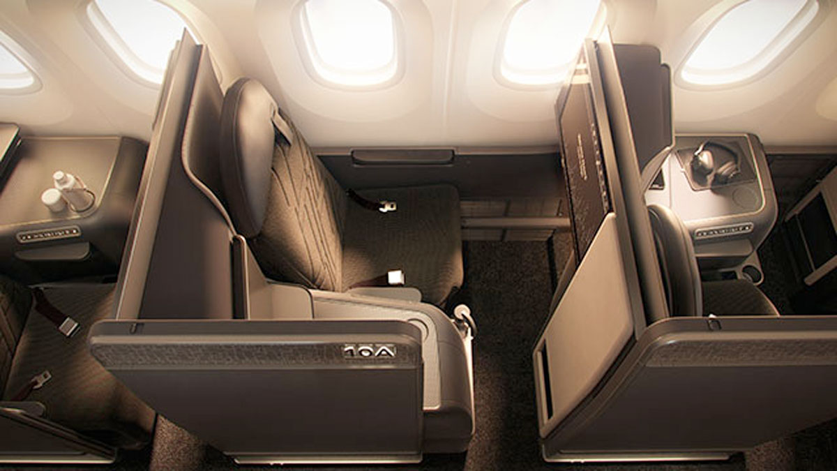 an airplane seat with a seat and a screen