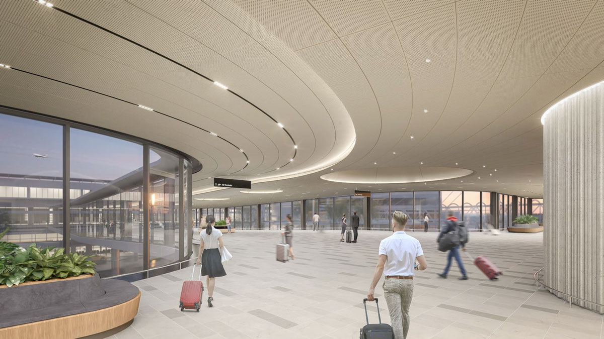 people walking in a large building