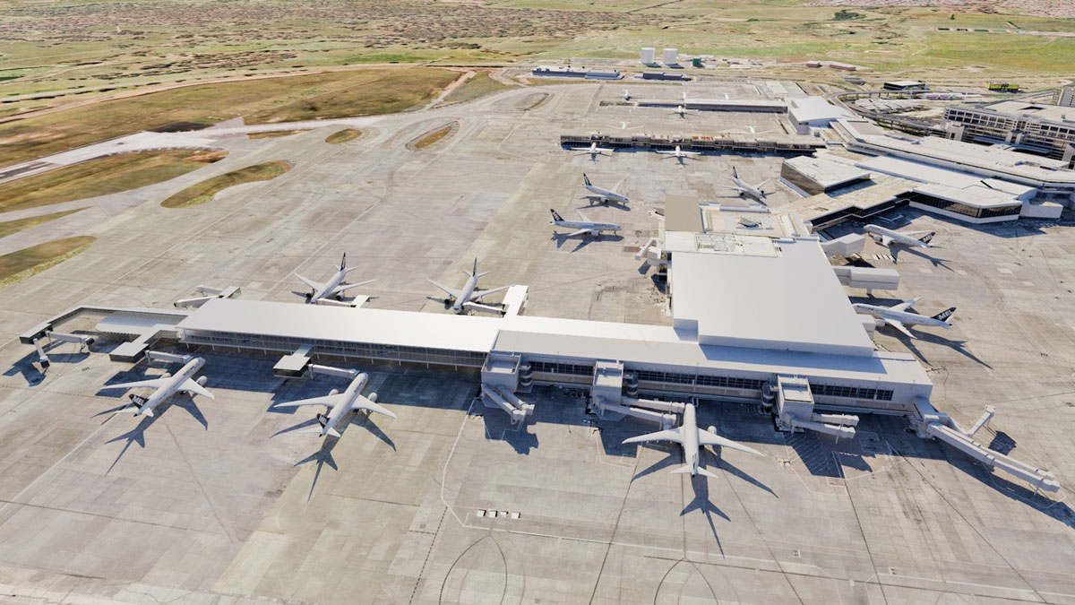 an aerial view of an airport